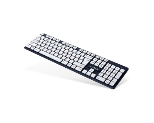 Клавиатура беспроводная ультратонкая Delux DLK-150GW черная с белыми клавишами